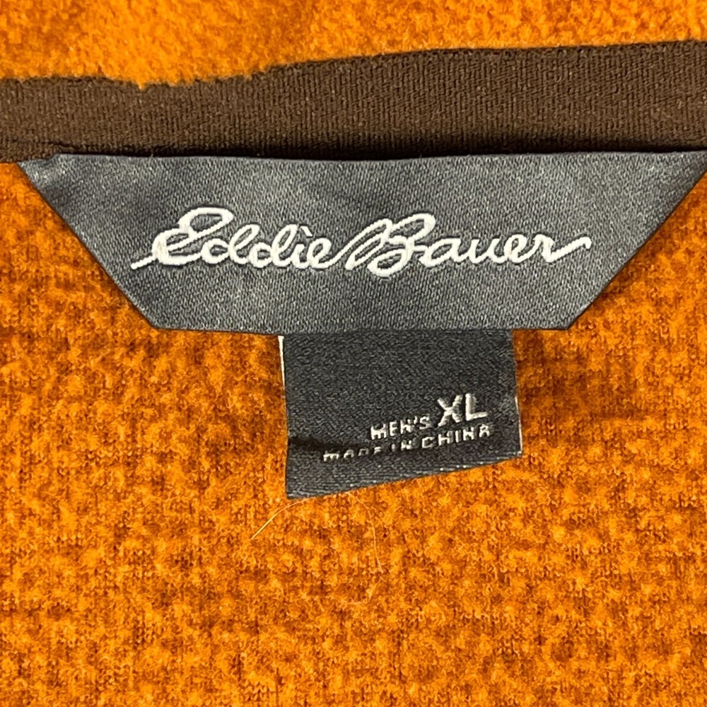 Eddie Bauer Fleece Pullover Mens XL Orange 1/4 Zip Lightweight Outdoor - Picture 7 of 12